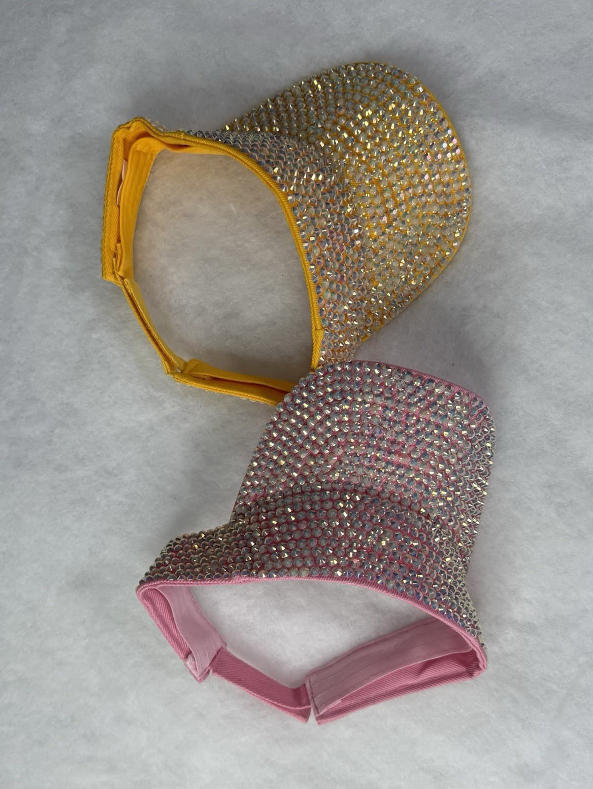 Women’s Rhinestone Bling Sun Visor Hat Pink Yellow Sparkly Adjustable