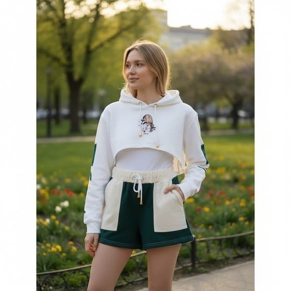 Fantasy Moda y Estilo 2 Piece Set Cropped Hoodie and Shorts
