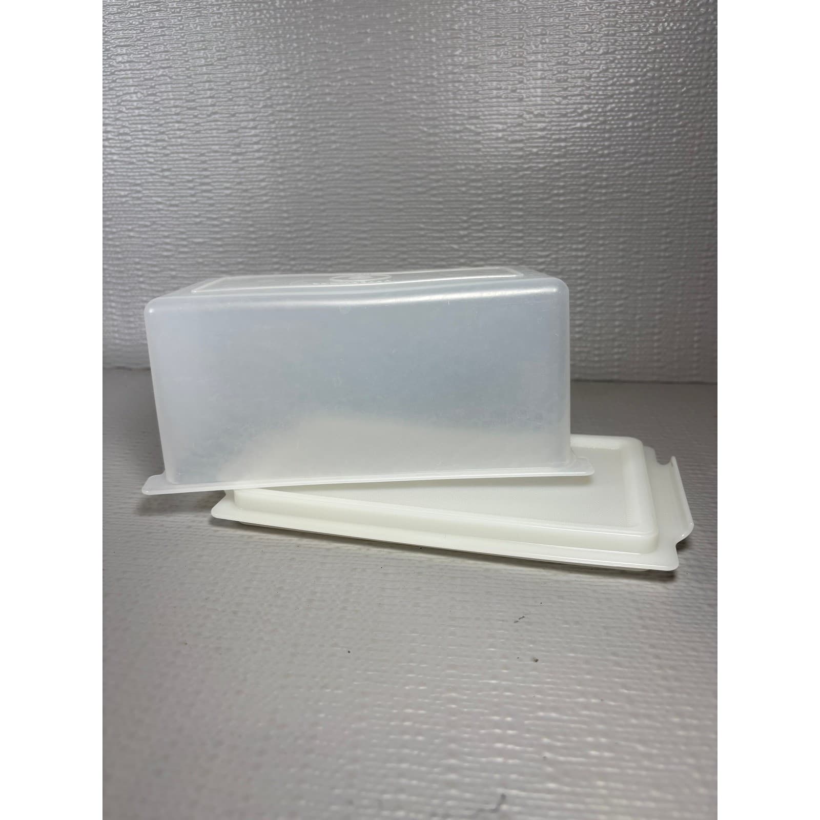 Vintage Tupperware 638-2 Frosted Sheer Butter Dish Small Storage Container Cream
