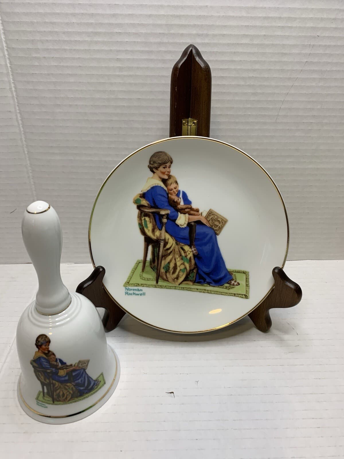 Vintage Norman Rockwell Plate & Bell Bundle “Bedtime” Museum Collections 1984