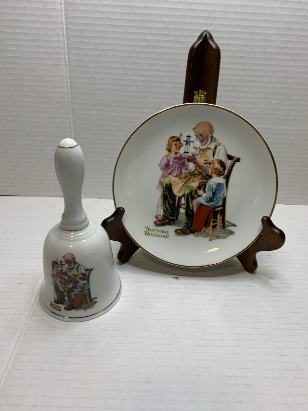 Vintage Norman Rockwell Plate & Bell Bundle "The Toymaker" Museum Collections