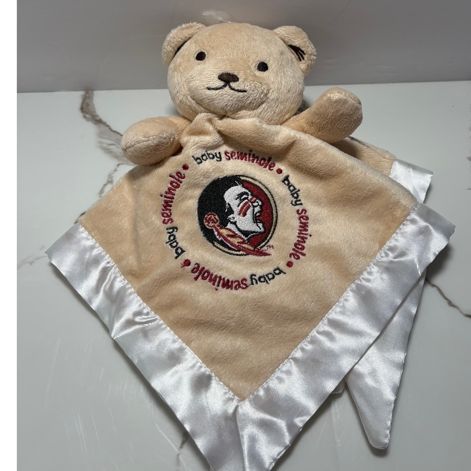 Baby Fanatic Florida State Seminoles FSU Plush Bear Security Blanket Lovey Tan
