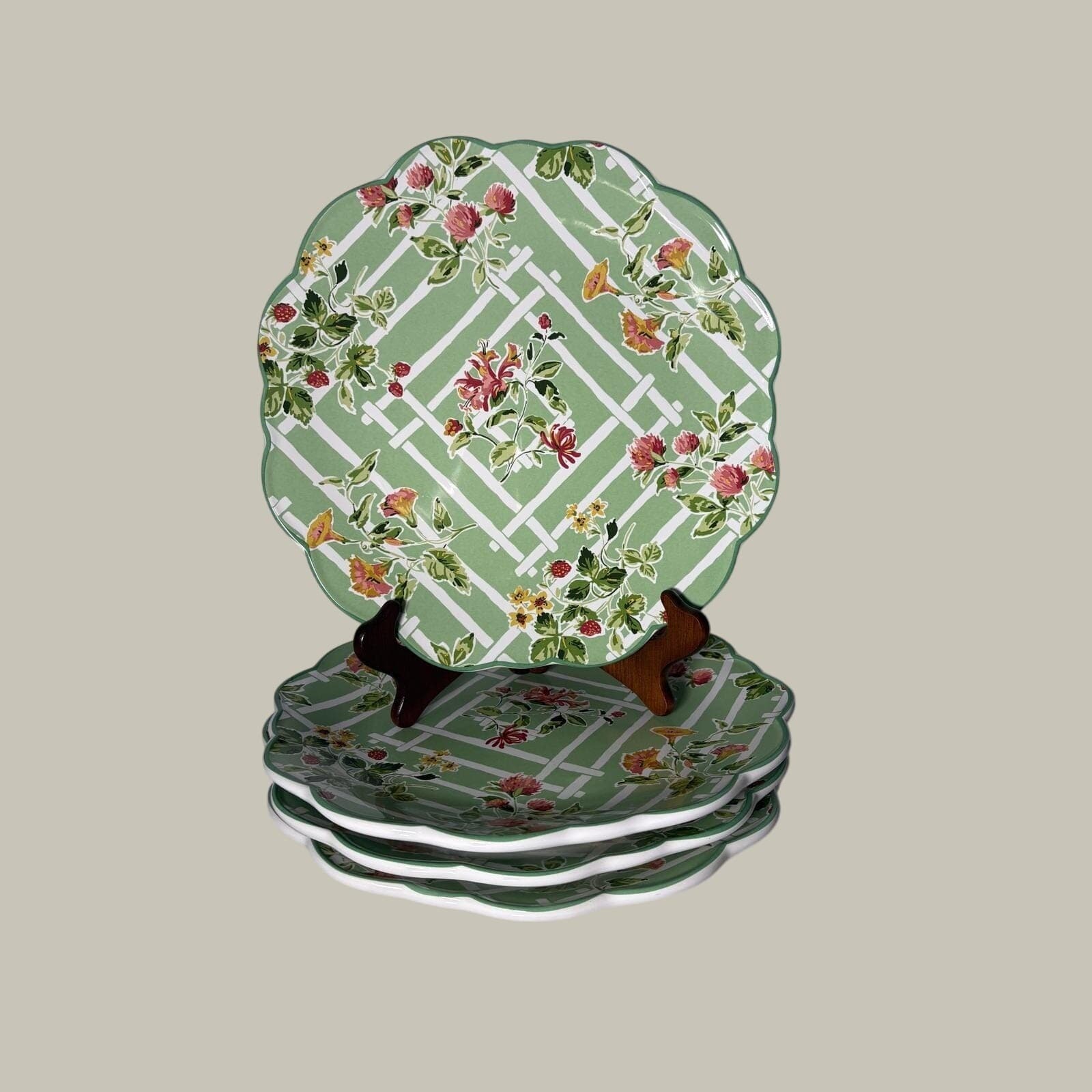Certified 4 International Madcap Cottage English Garden Green Floral Plates