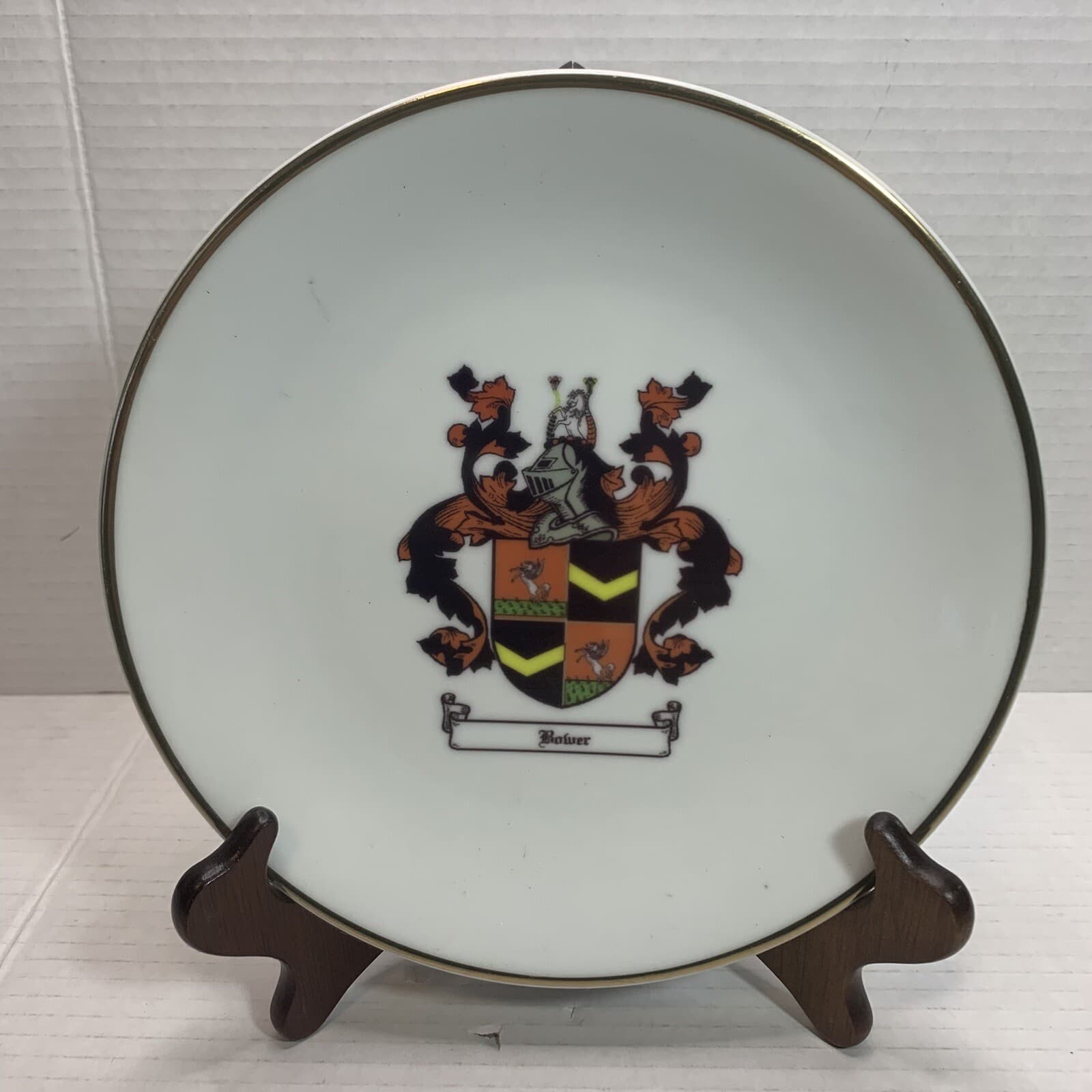 Bower Family Coat Of Arms Collector Plate / Vintage 8.25” /BOWER FAMILY