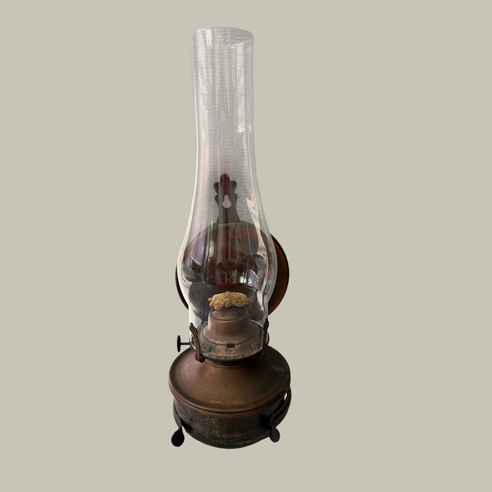 Vintage Lamplight Farms Copper Tone Wall Mount Hurricane Oil Lamp with Chimney