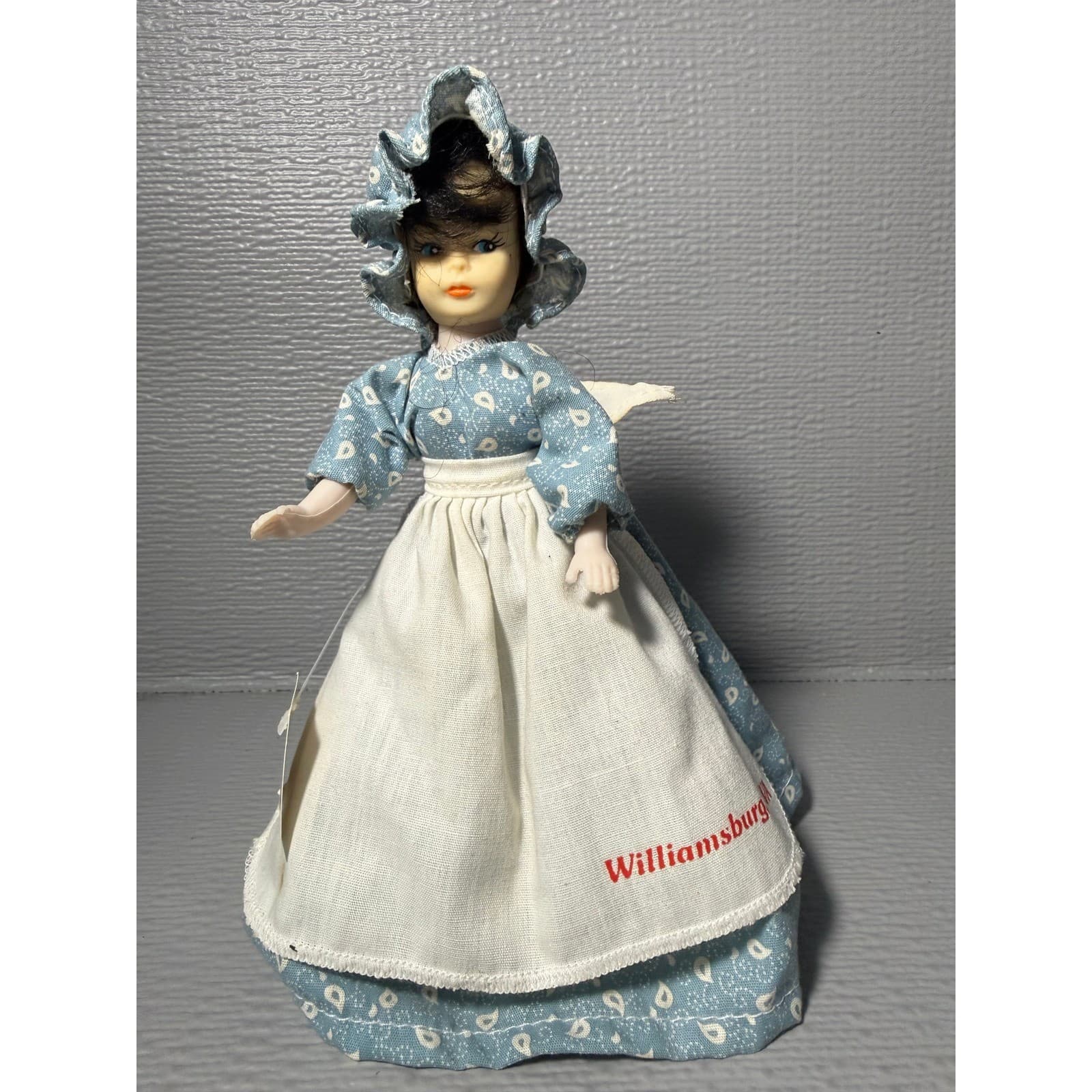 Vintage Handmade Gambina Doll Williamsburg VA Colonial Blue Paisley Dress