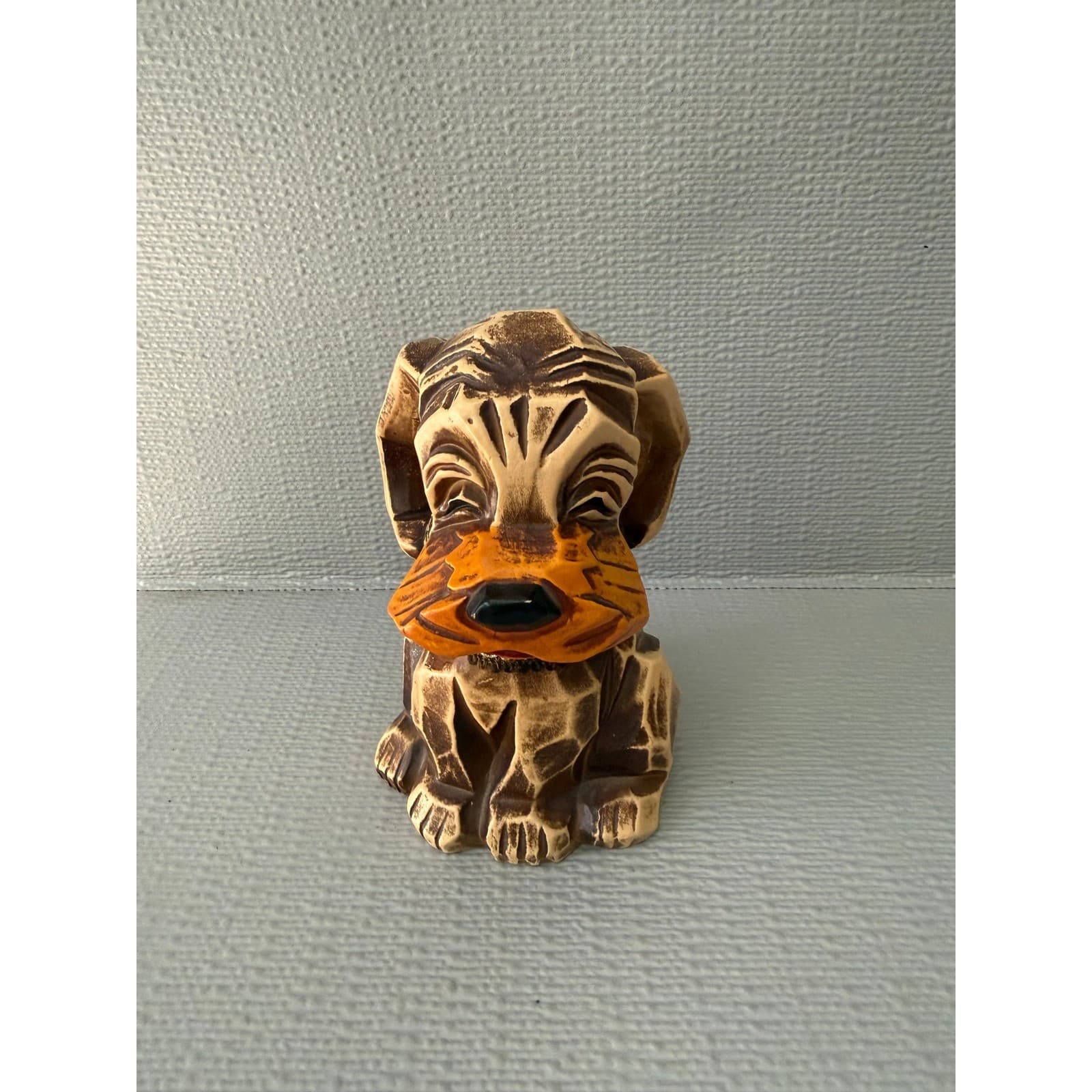 Vintage Napcoware Ceramic Dog Bank Brown Wood Look Hound Figurine