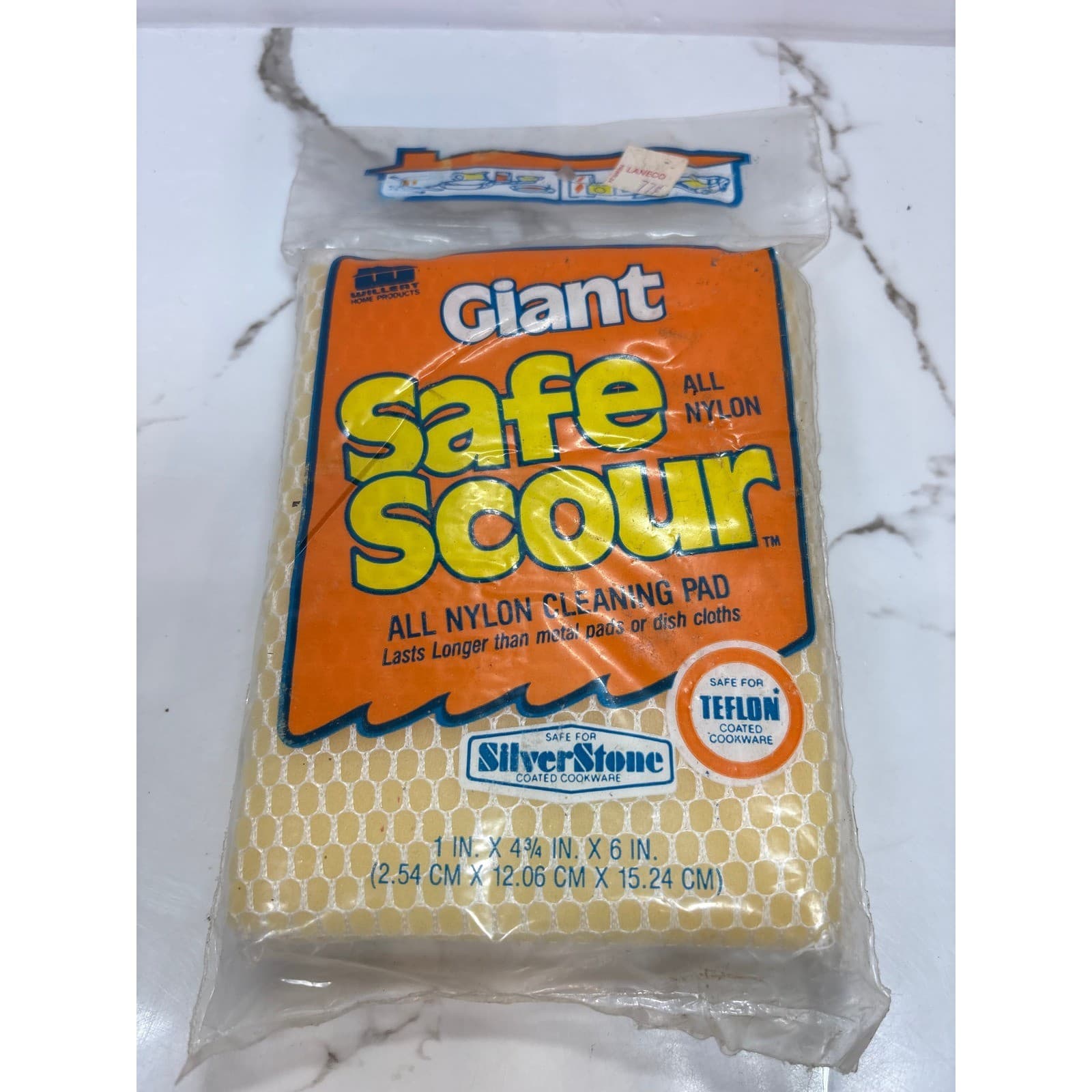 Vintage Willert Giant Safe Scour All Nylon Cleaning Pad Yellow Made in USA N6