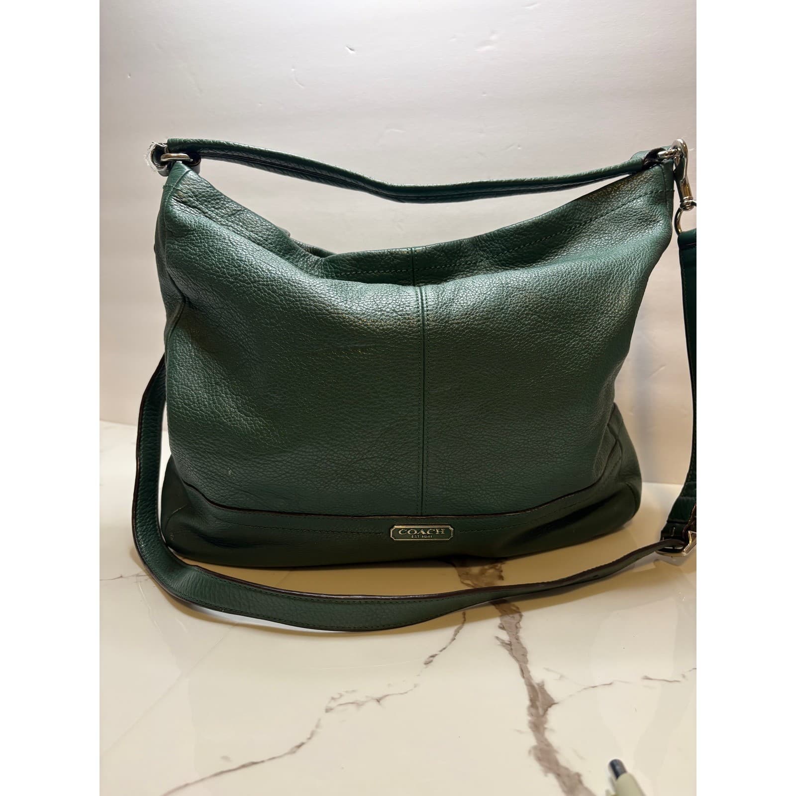 Coach Park Metro Hobo Green Pebbled Leather Crossbody Bag F23293