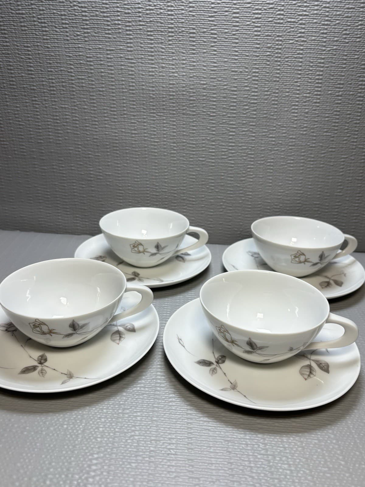 Set Of 4 Cup And Saucer Fine China Sango Lyric Japan