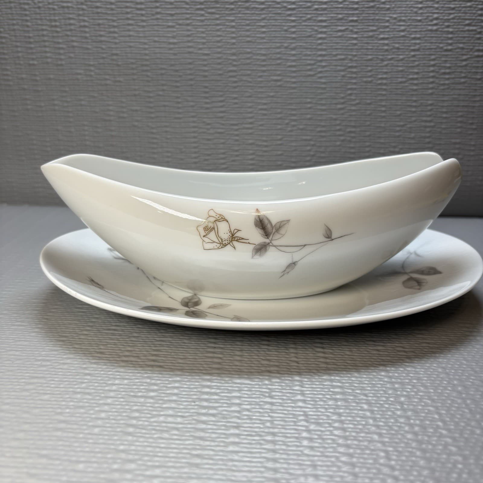 Vintage Fine China Sango Lyric Gravy Boat with Oval Underplate Japan