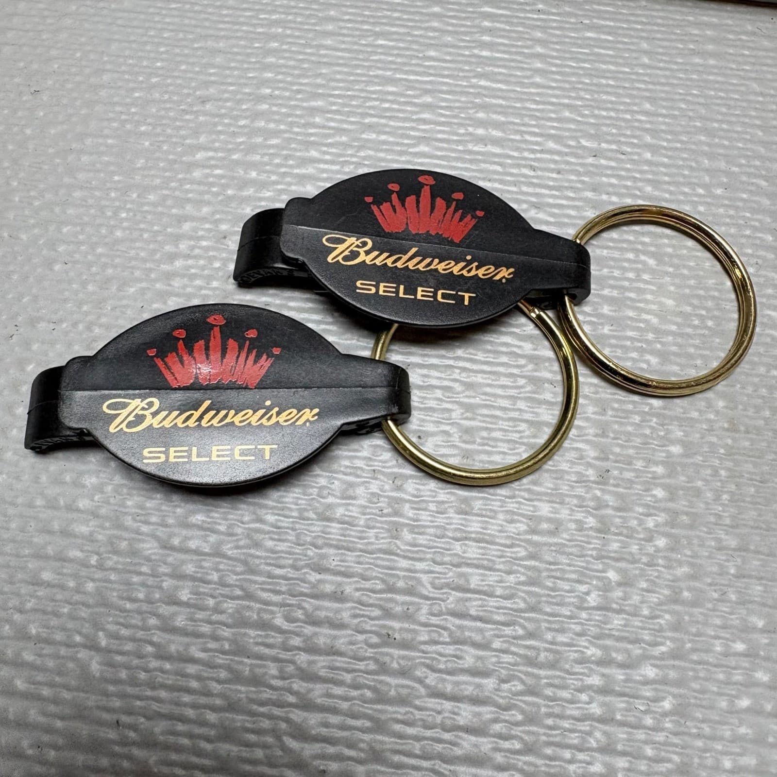 Set of 2 Budweiser Select Bottle Opener Keychain Black Gold Red Crown Logo