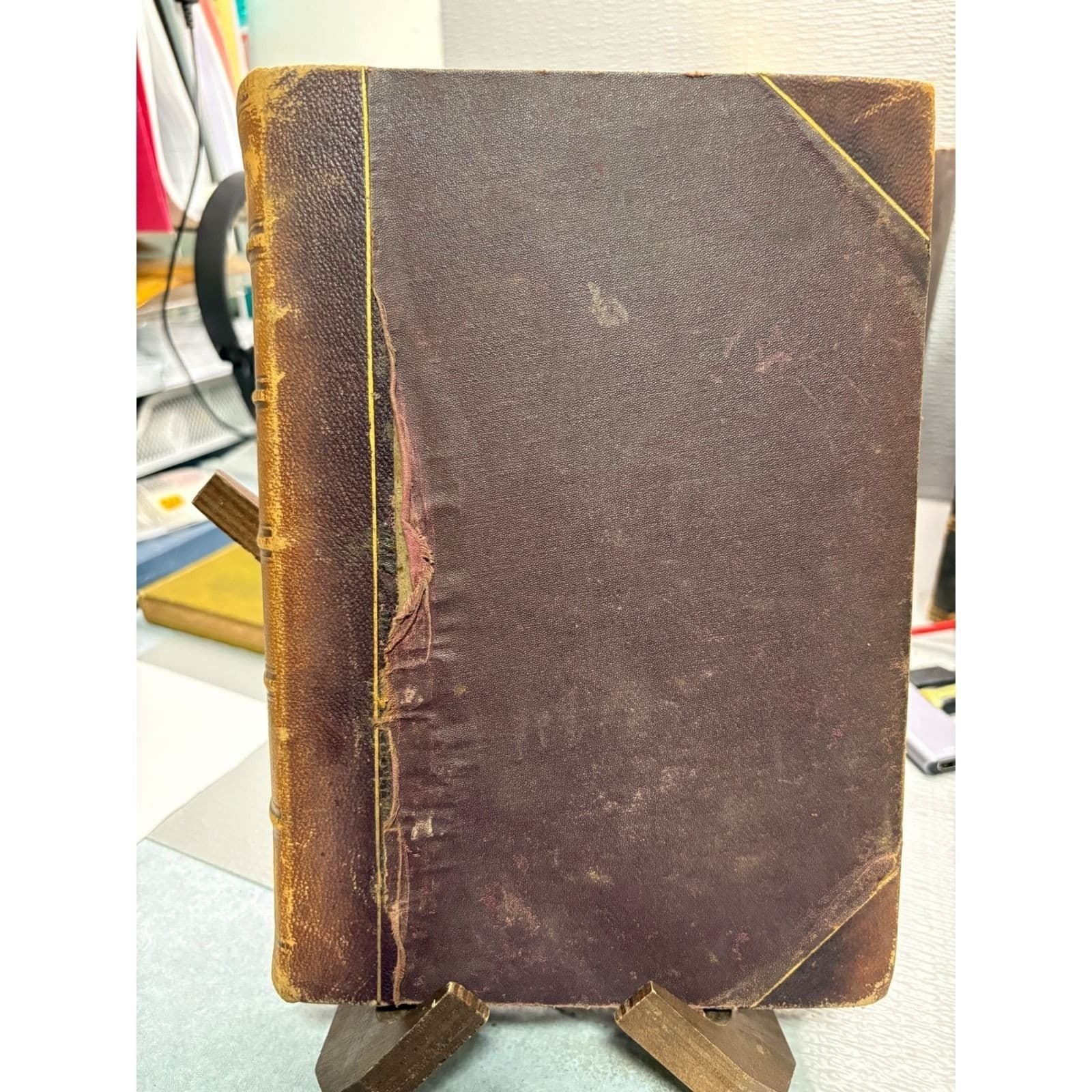 Antique 1878 National Repository Vol III Leather Bound Religious Literature Art