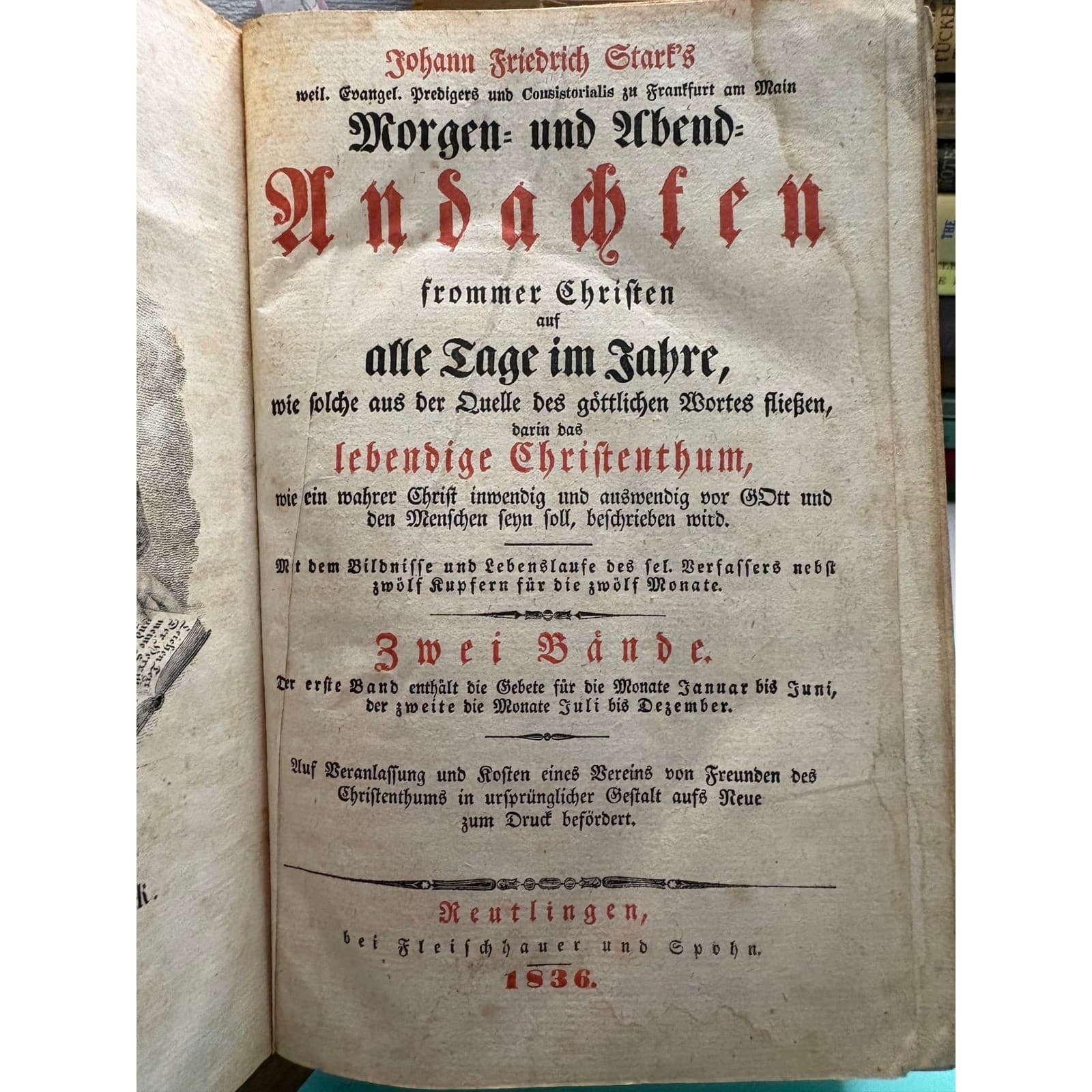 1836 Johann Friedrich Stark Morgen- und Abend-Andachten German Devotional Book