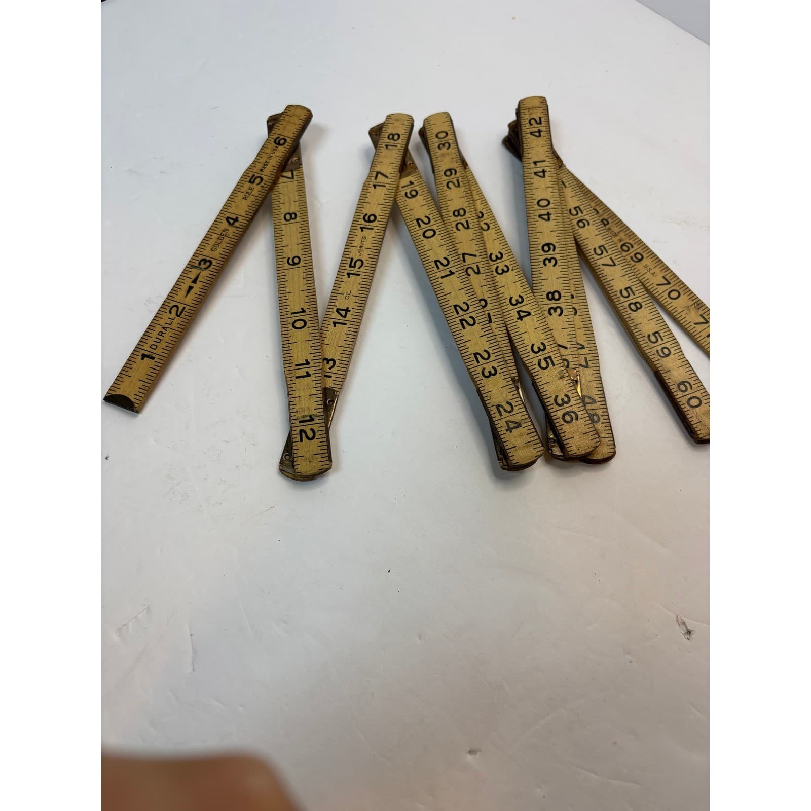 Vintage Durall Golden Rule 72 Inch Folding Wood Carpenters Ruler Made in USA