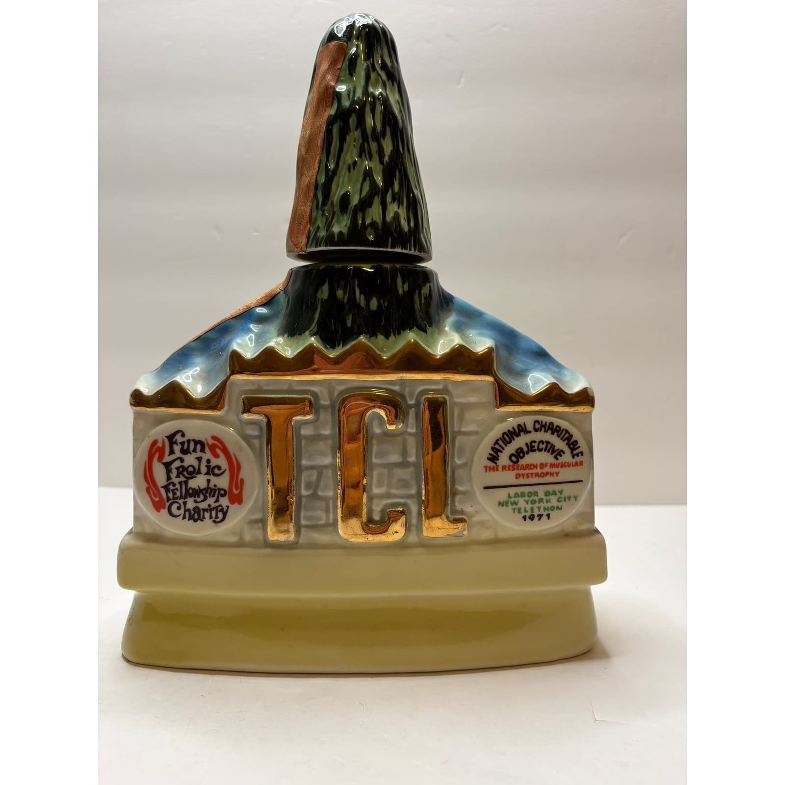 Jim Beam 1971 Tall Cedars of Lebanon TCL Muscular Dystrophy Decanter Regal China