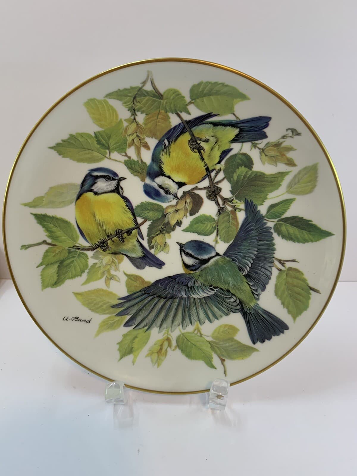Vintage 1985 Collector's Plate “ BLAUMEISE” by Ursula Band 22K Gold Rim w/COA