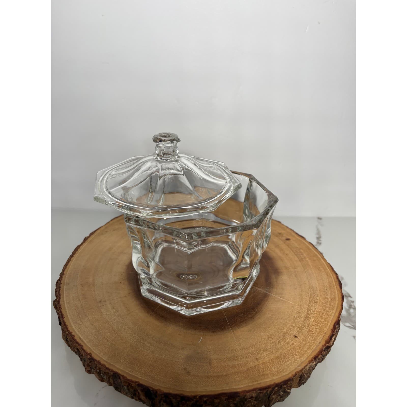 Vintage Indiana Glass Concord Lidded Candy Dish Trinket Jar Paneled Design