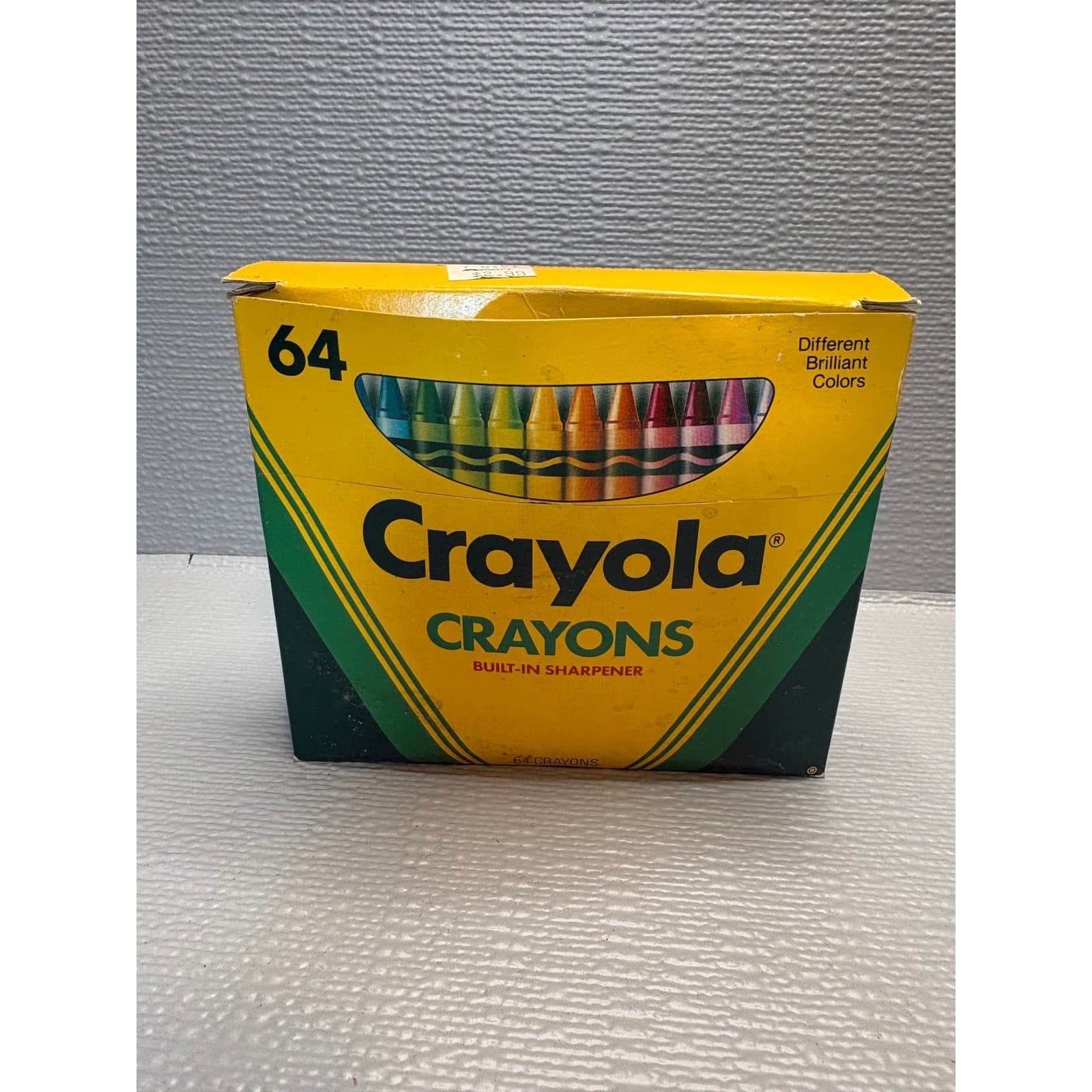 Vintage 1990 Crayola 64 Crayons Box with Built-In Sharpener Retro Art Supplies