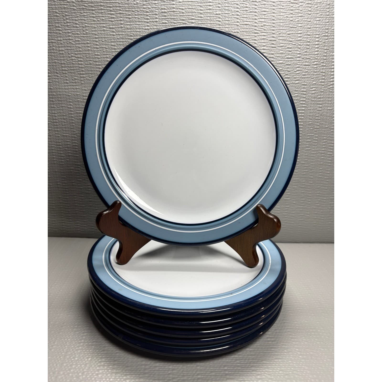 Arita Genesis Blue 4244 Salad Dessert Plates Set of 6 Japan Stoneware 8.25 Inch