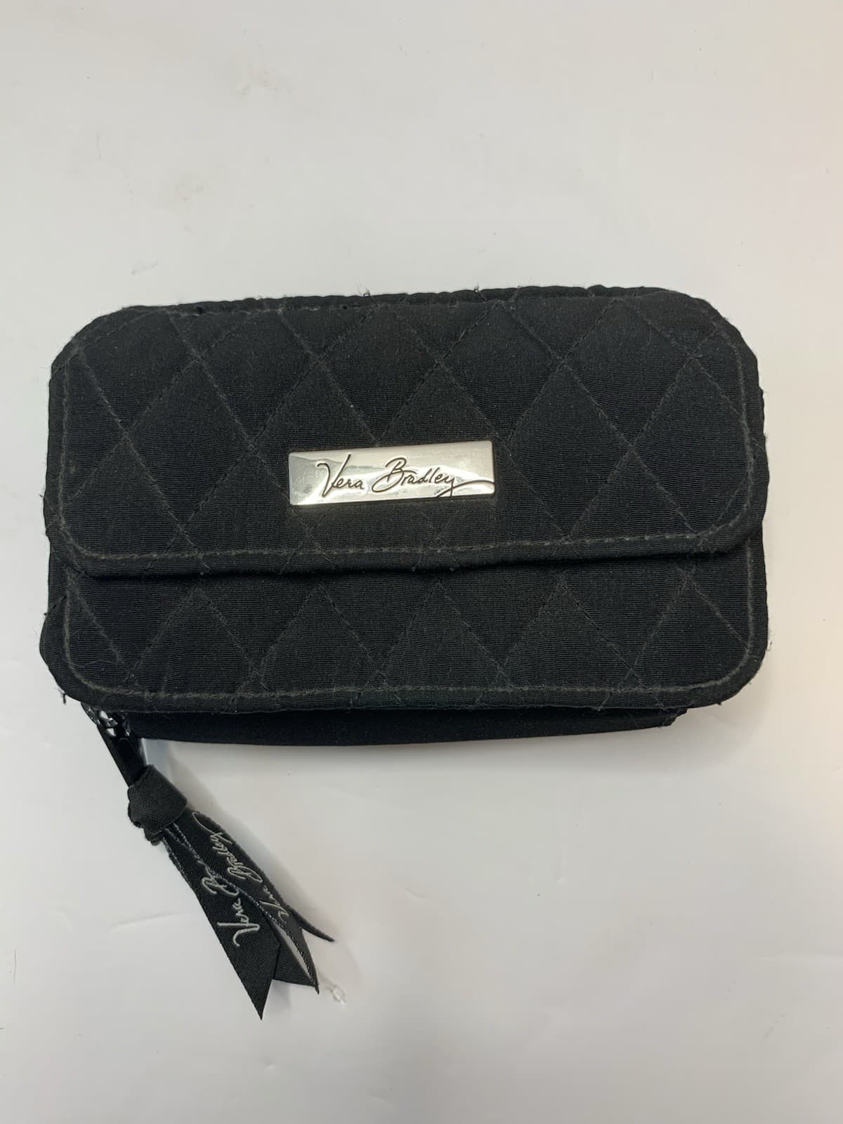 Vera Bradley Women's Black Quilted Convertible Zip-Around Wallet NO STRAP