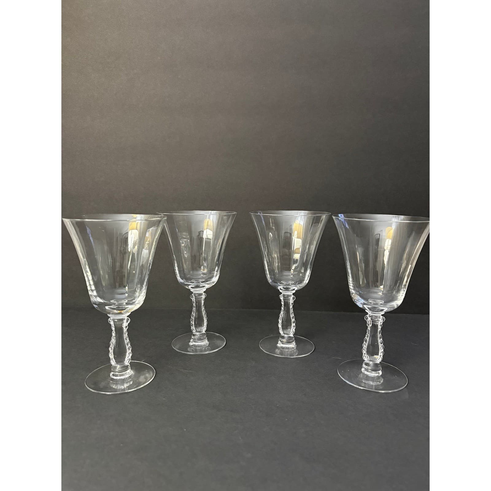 Vintage Set of 4 Silver Flutes By Fostoria Water Goblets