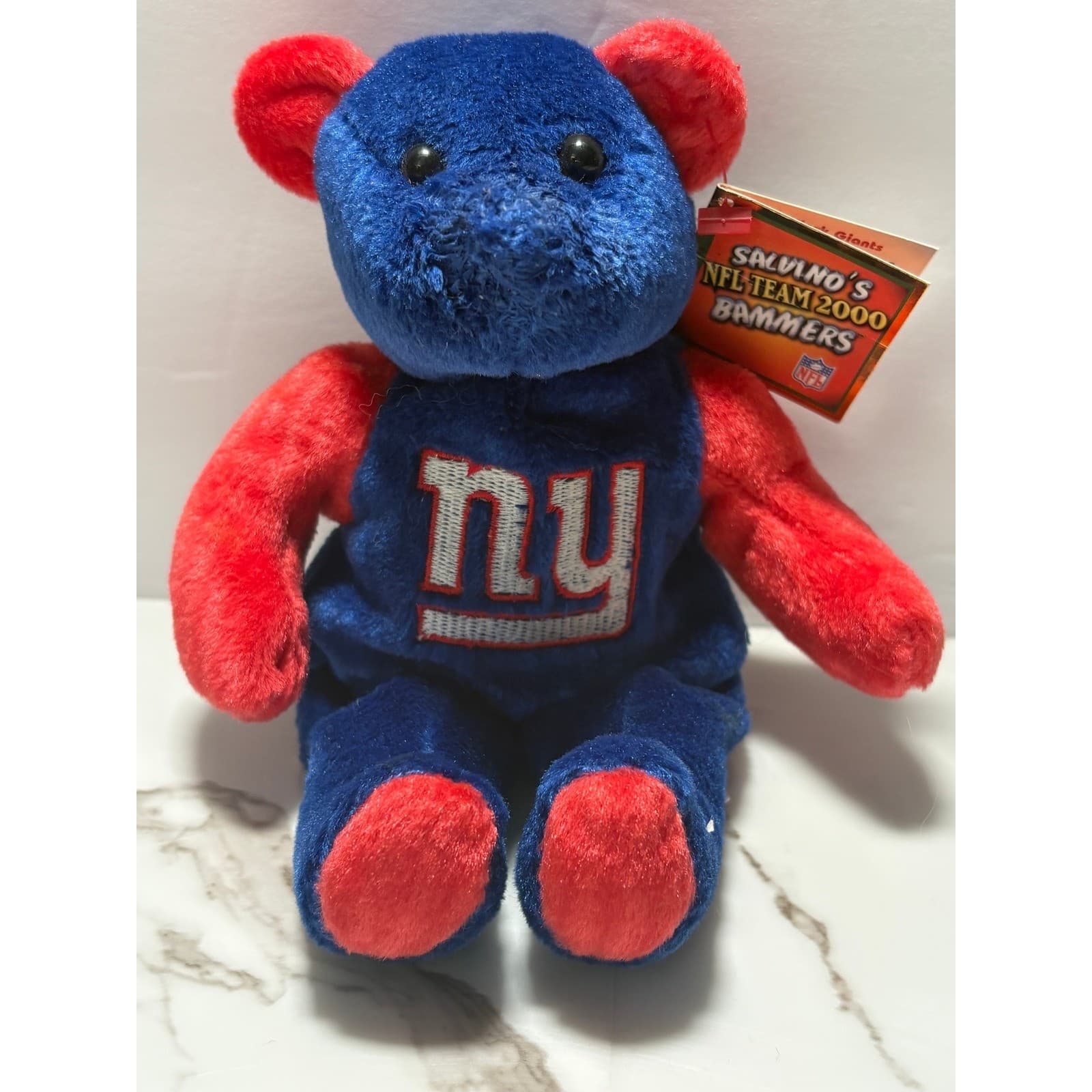 New York Giants Salvino's NFL Team 2000 Bammers Plush Bear Blue Red Vintage Toy