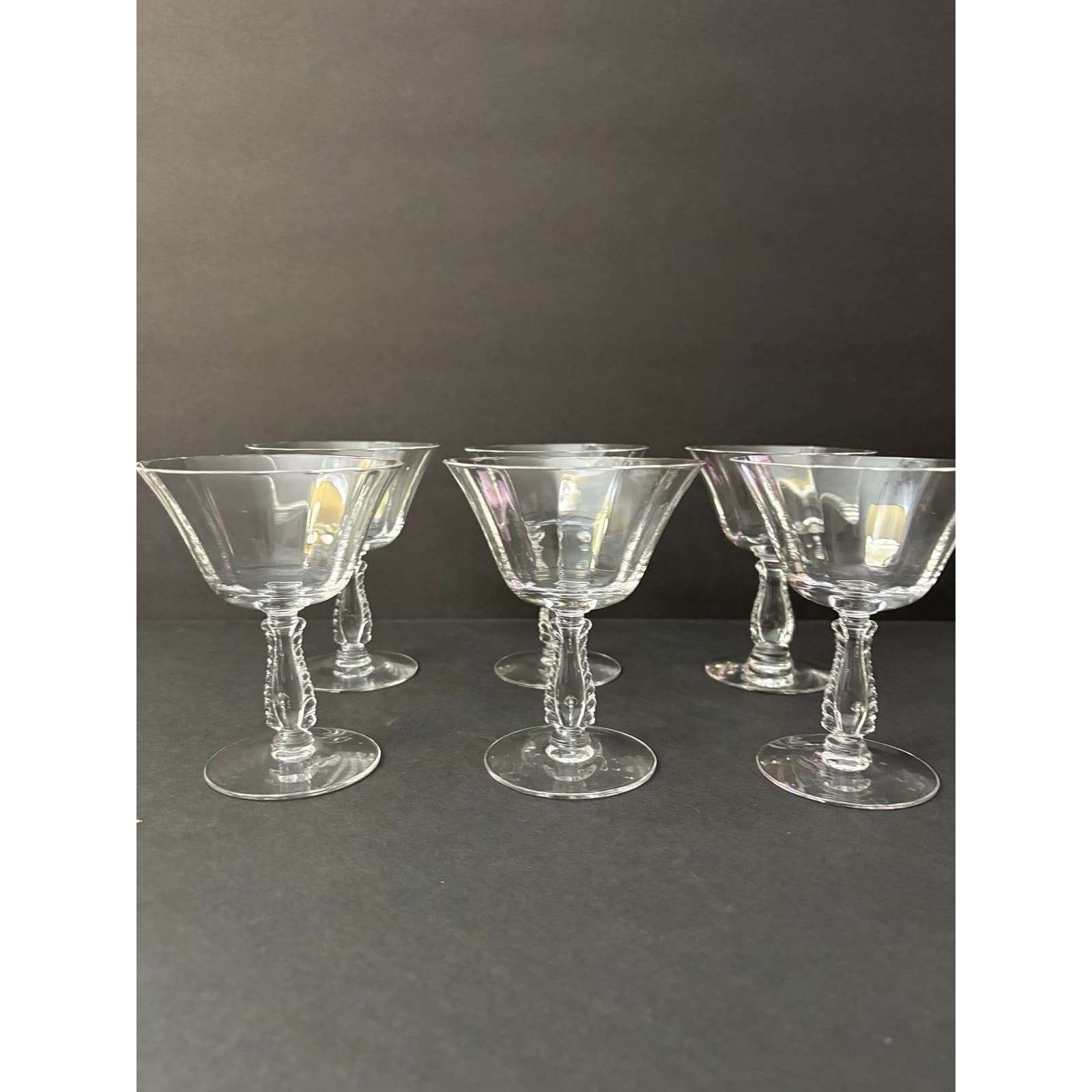 Set of 6 Vintage Silver Flutes by Fostoria Low Sherbet