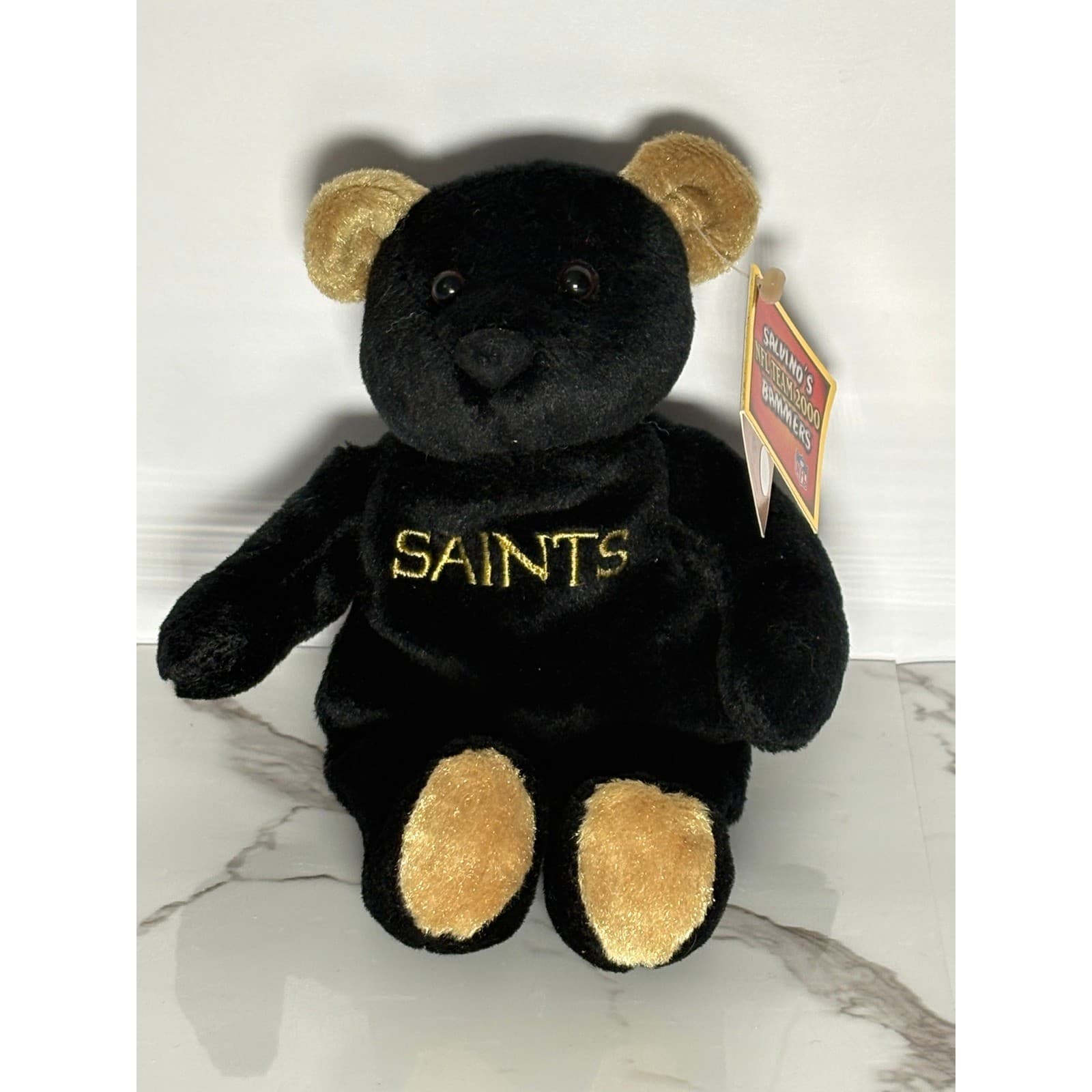 Salvino's Bammers New Orleans Saints NFL Team 2000 Plush Bear Black Gold