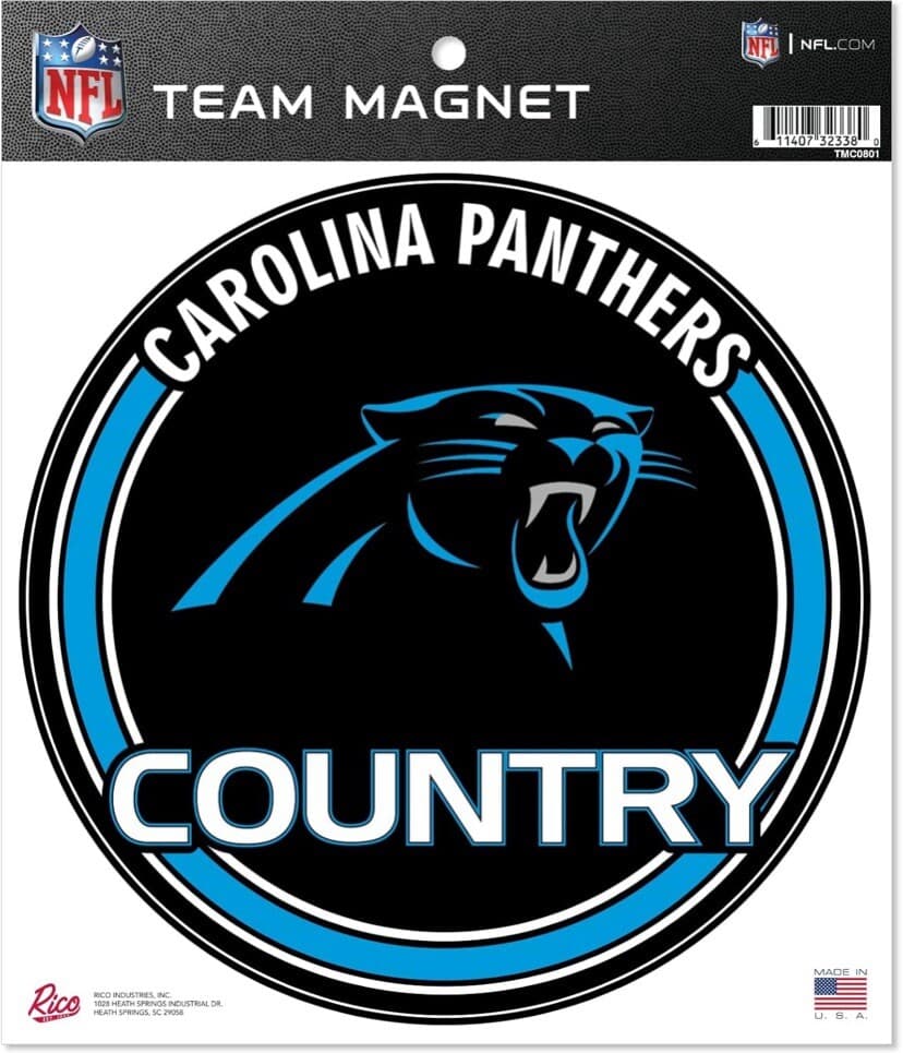 NFL Carolina Panthers Team Magnet heavy Gauge Magnetic Vinyl - 8 in Magnet