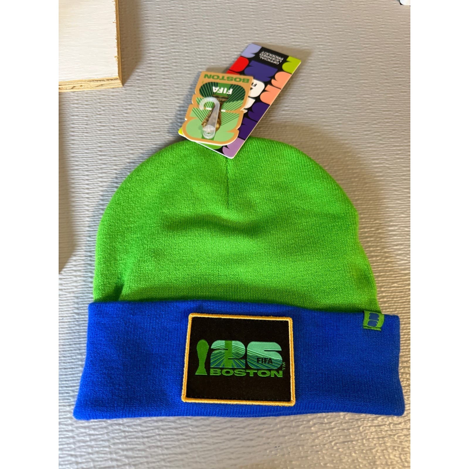 FIFA World Cup 2026 Boston PB1 Patch Beanie Green Blue Official Licensed Hat