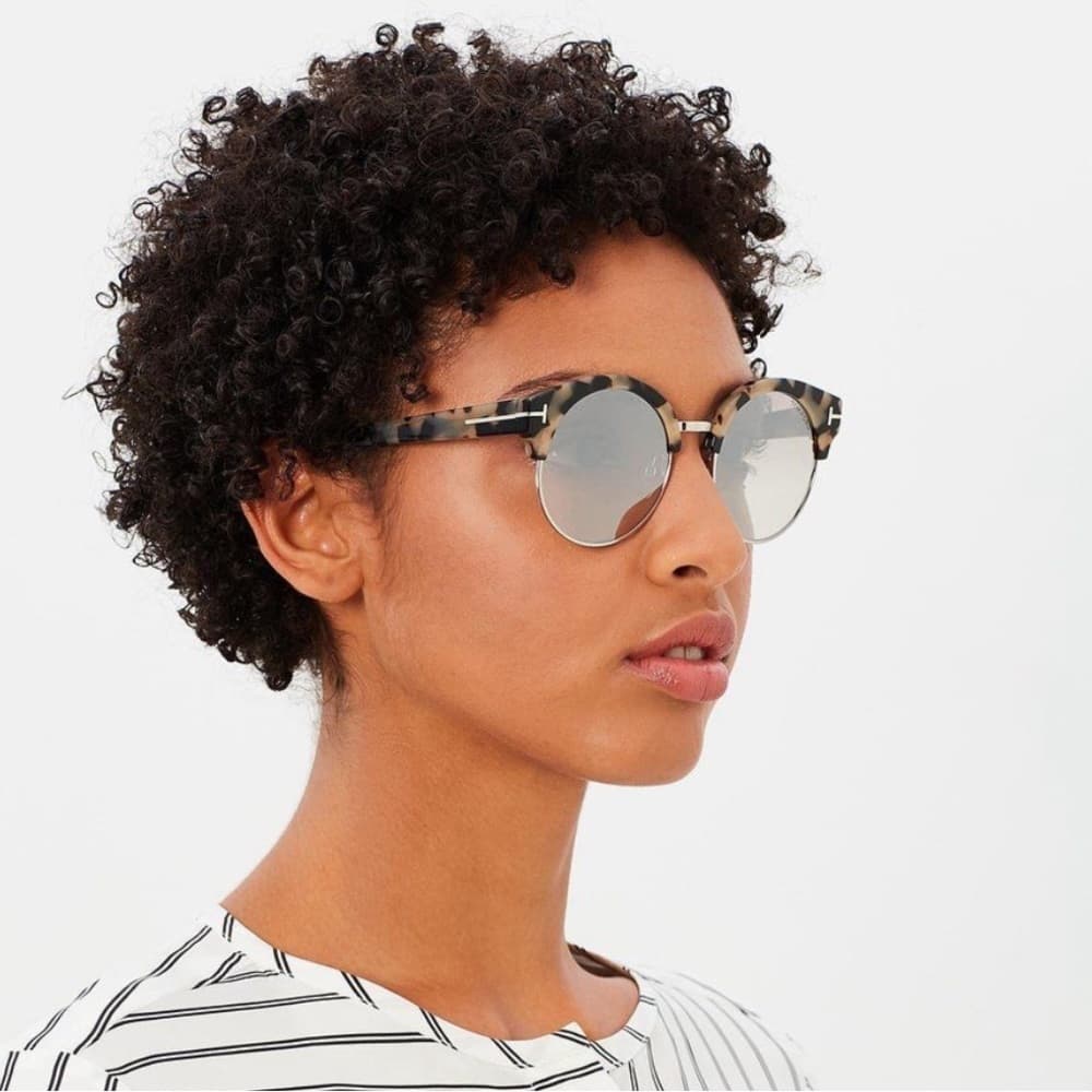 NEW Tom Ford Alissa Havana Silver Metal Tortoise Round Mirror Sunglasses