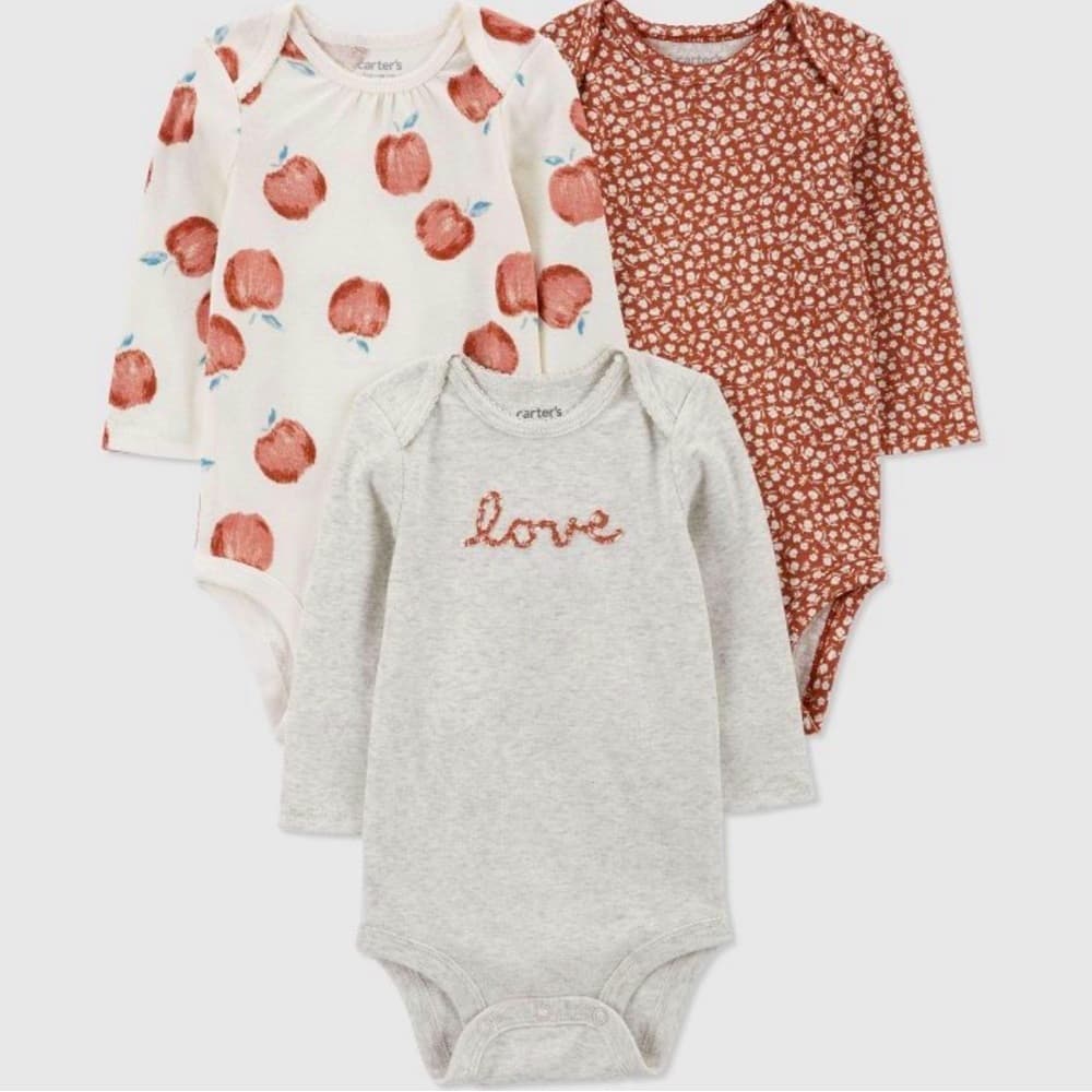 NEW π CARTERβS 3 piece long sleeve bodysuits plus 2 matching pants 9 months