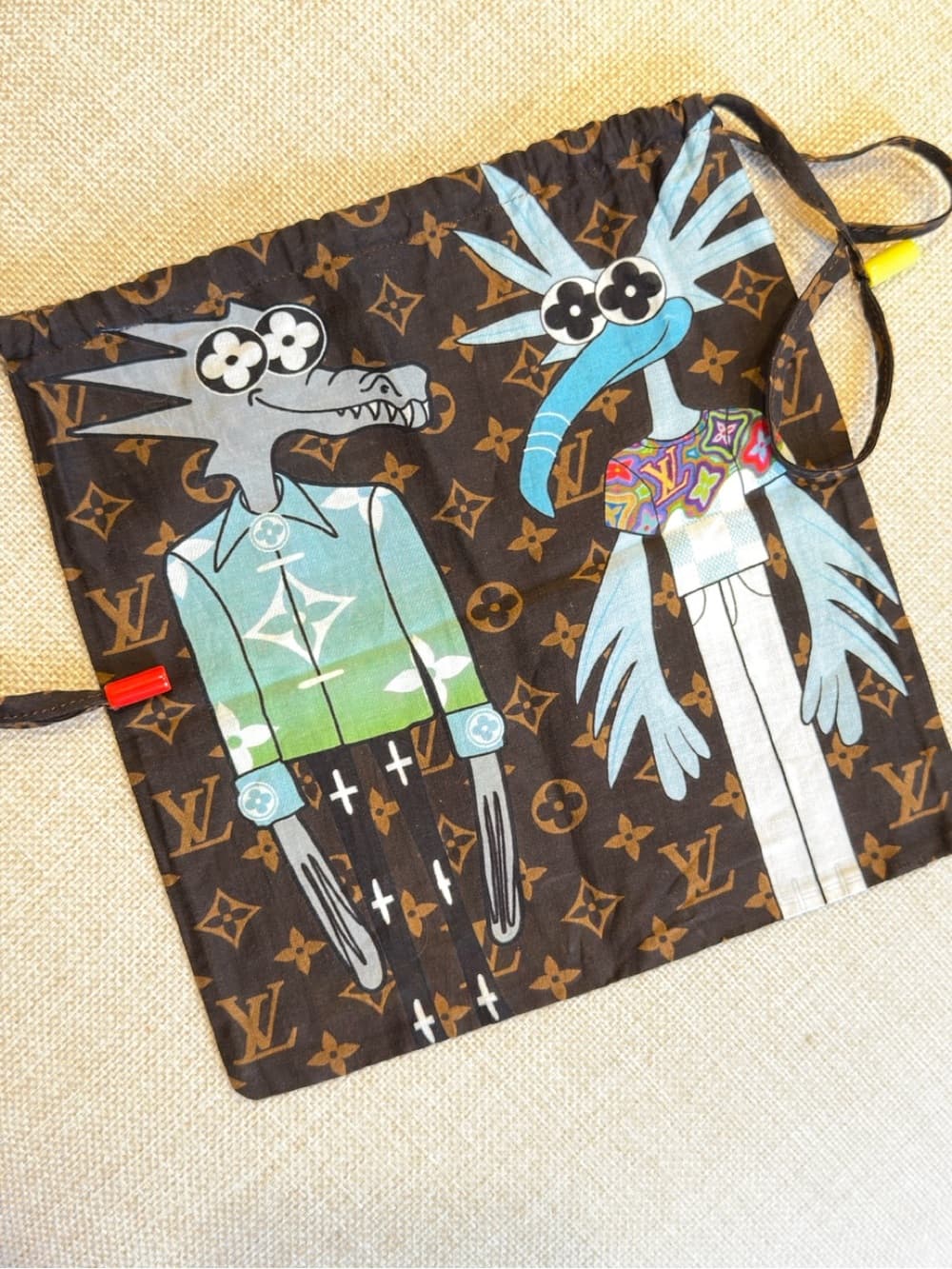 Louis Vuitton Monogram FRIENDS Drawstring Pouch Dust Tote Carry Bag