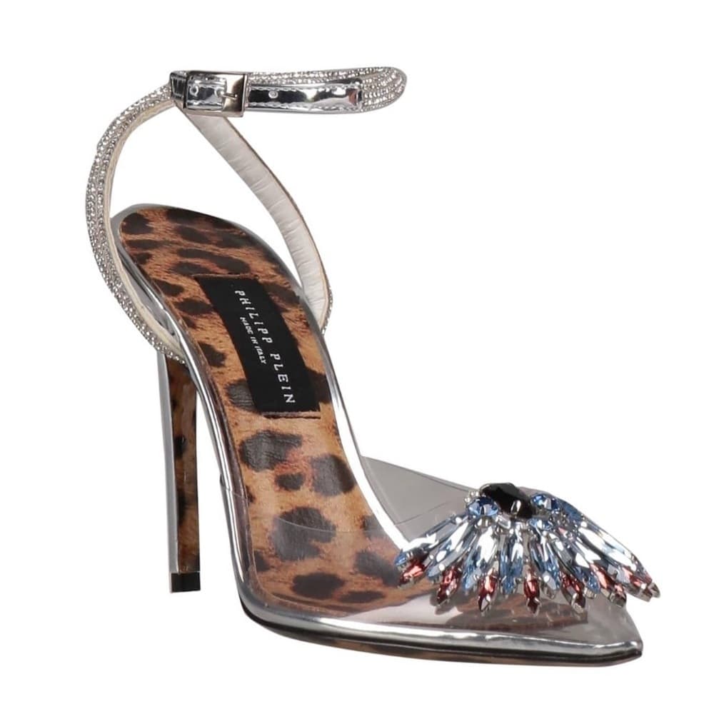 NEW PHILIPP PLEIN Decollete Silver Crystal Clear PVC Skull High Heels EU 39