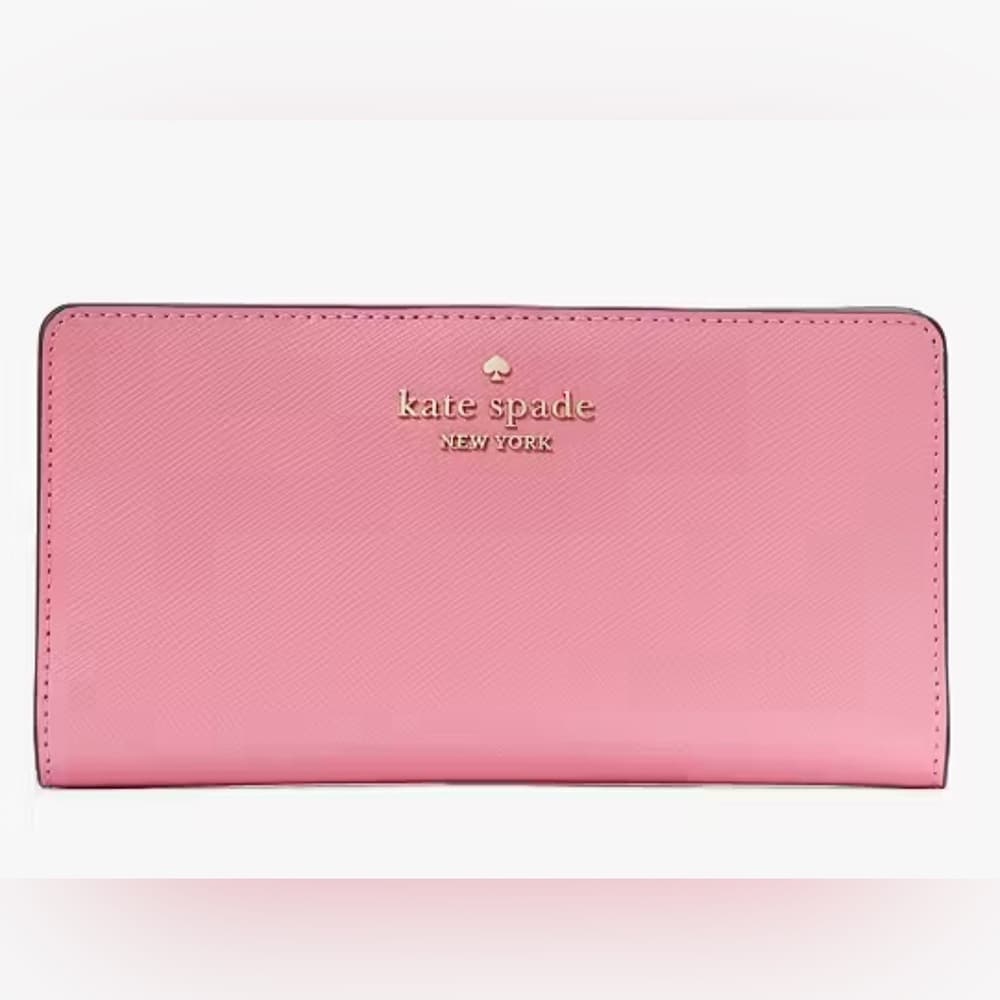 NEW 🦋 KATE SPADE Madison Large Slim Bifold Snap Card Coin Wallet Blossom Pink
