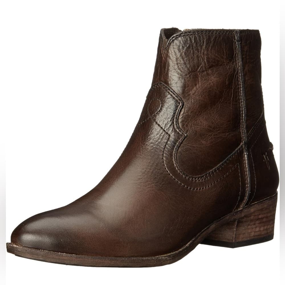 FRYE Ray Seam Short Ankle Wapu Bootie Brown Leather with Box Women 5.5