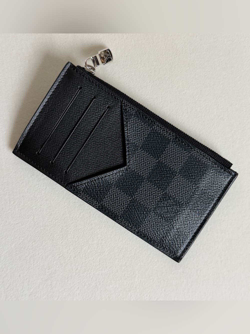 Louis Vuitton Damier Graphite Coin Card Holder Zipper Card Wallet Box & Dust Bag