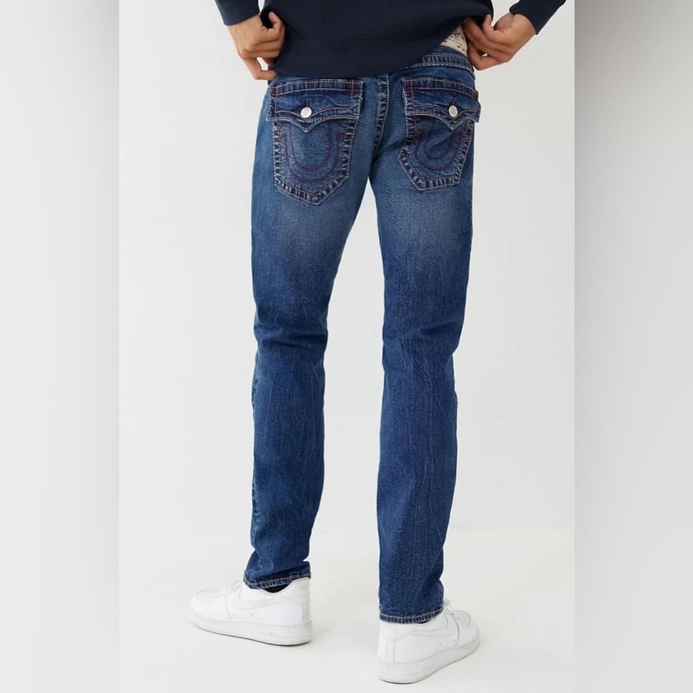 TRUE RELIGION RICKY SUPER T STITCH RELAXED STRAIGHT MENS DARK WASH 31 NEW