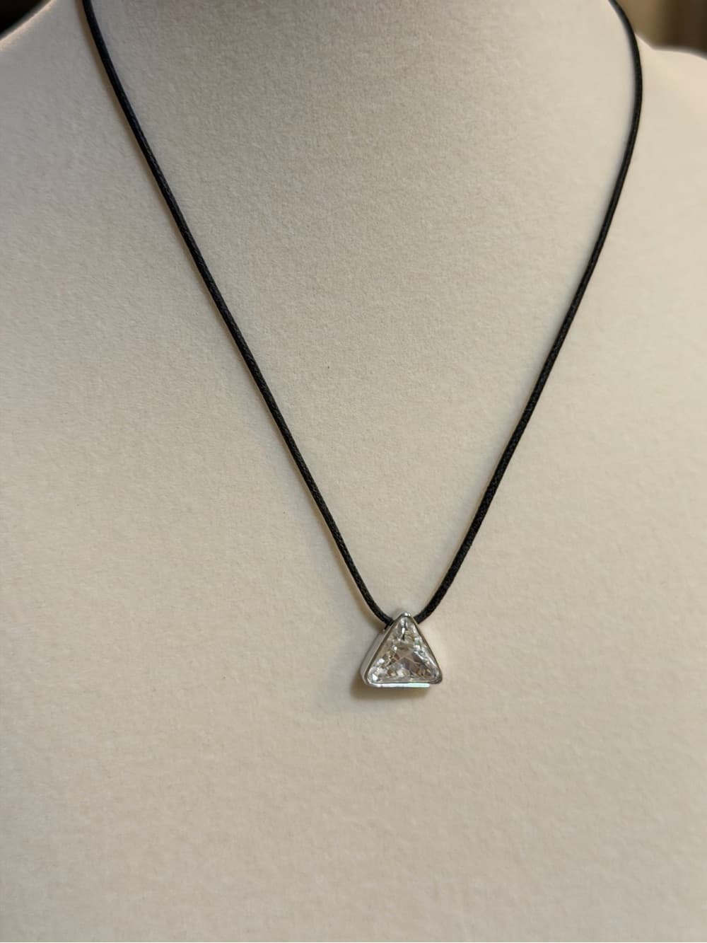 SWAROVSKI Crystal Trilliant Cut Design Rope Chain Silver Extender 18 in AUTH