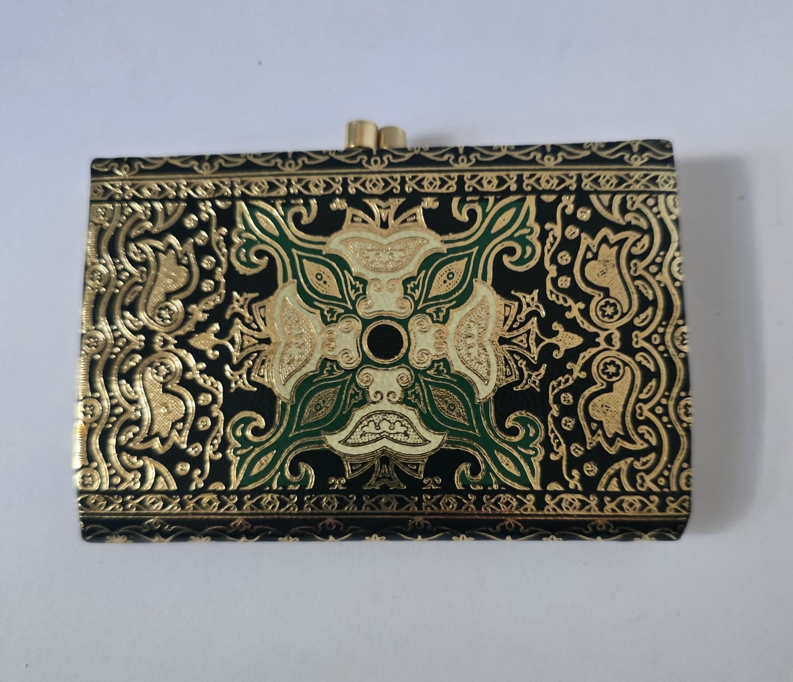 Vintage Italian Florentine Leather Accordion Kiss Lock Coin Purse.