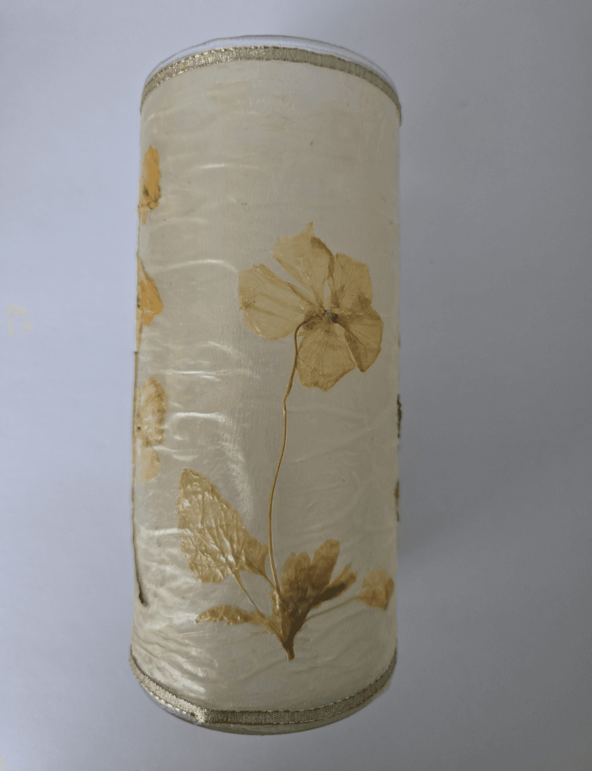 Vintage Terrain-Style Pressed Floral Stems Glass Candle Holder/Hurricane Vasea