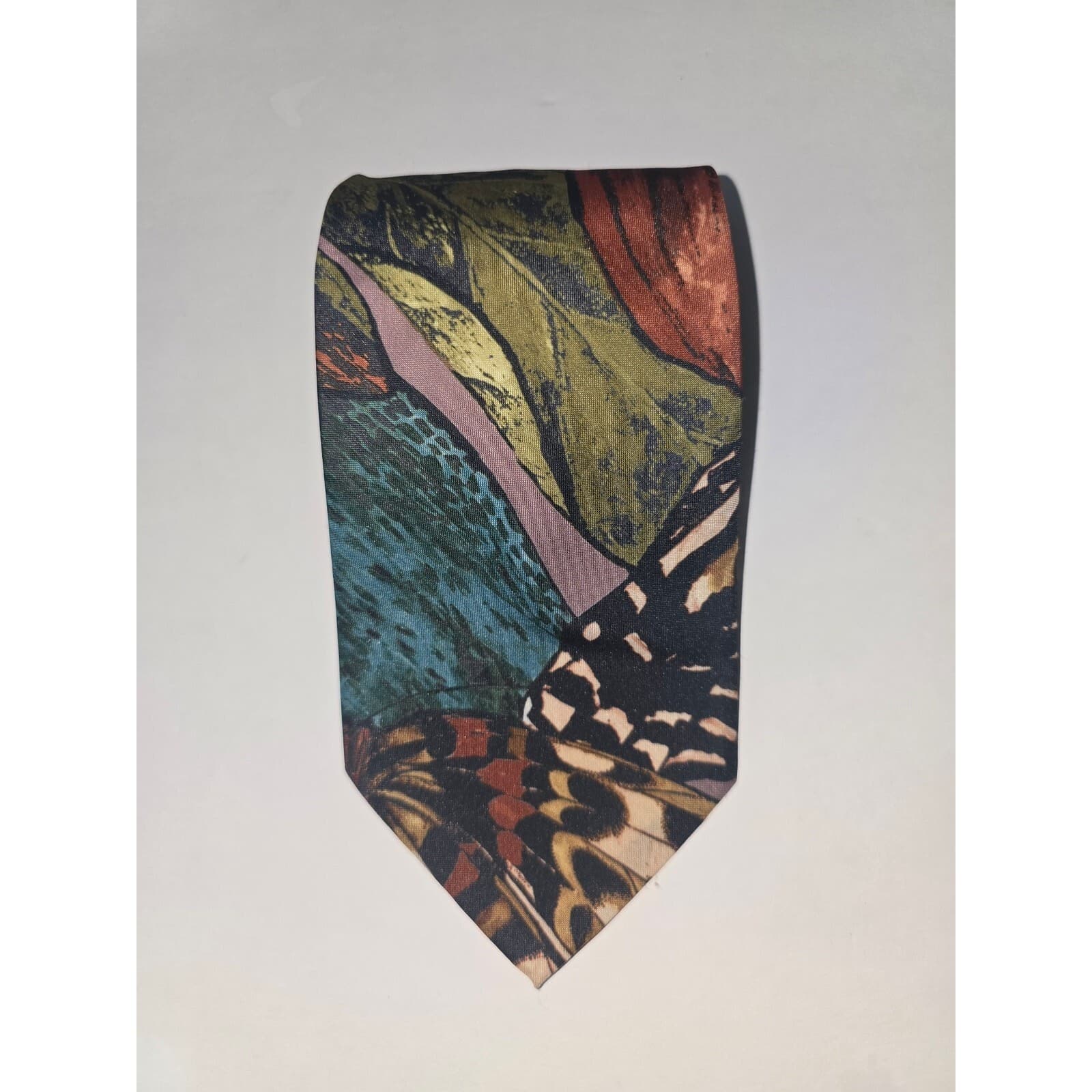 Vintage Hardy Amies London Mens Silk Tie Abstract Geometric Multi Watercolor Art