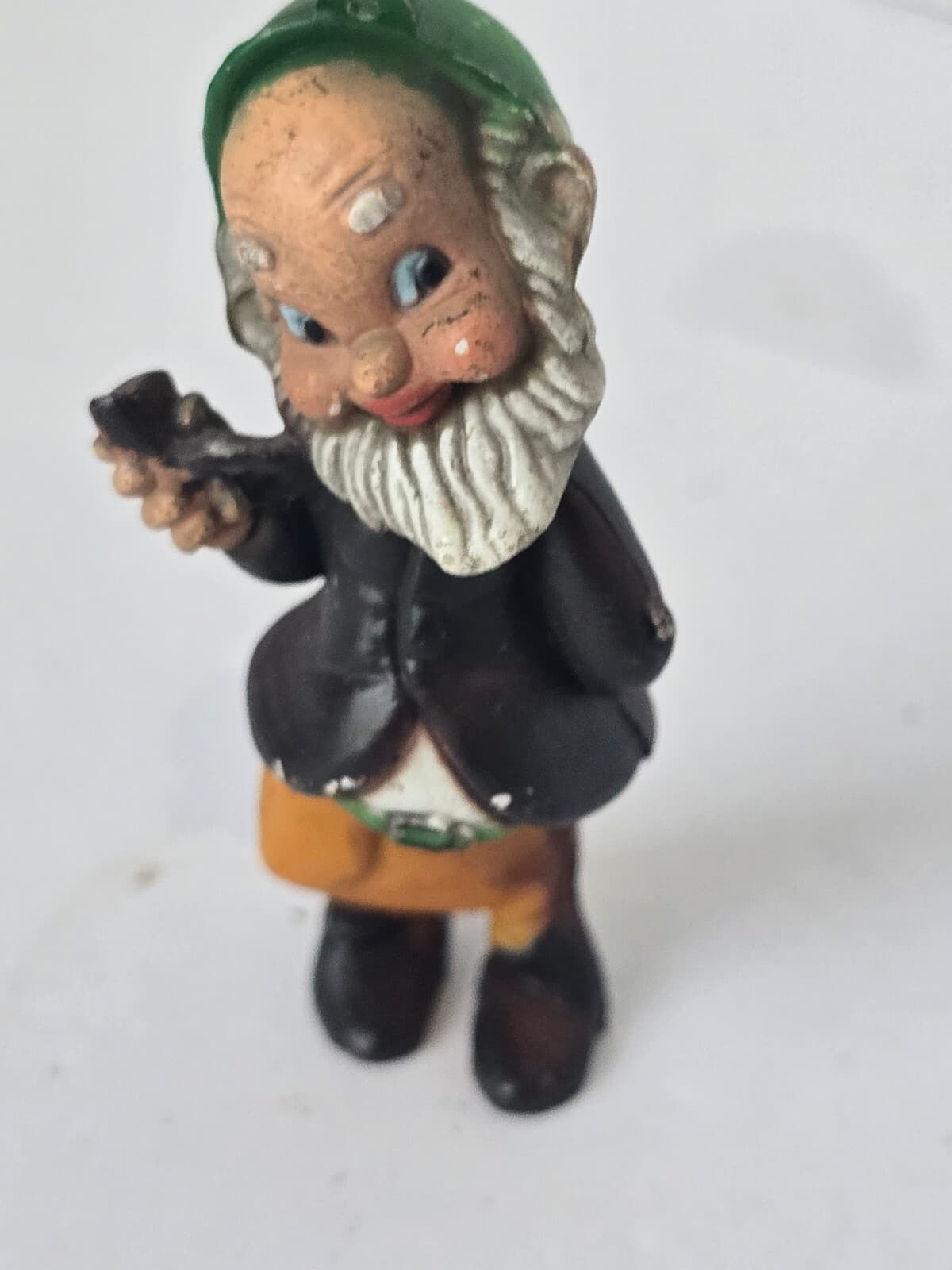 Vintage Macau Plastic Dwarf Gnome Elf Christmas Ornament Smoking Pipe Figurinesi