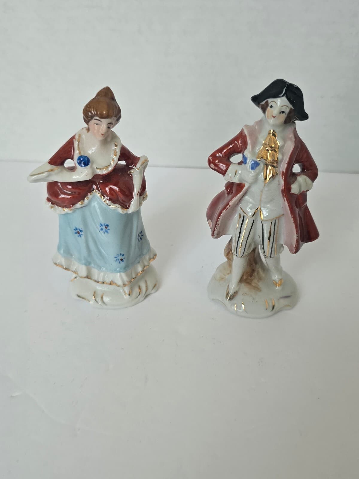 Vintage Orion China Porcelain Colonial Couple Figurines - Made in Occupied Japan