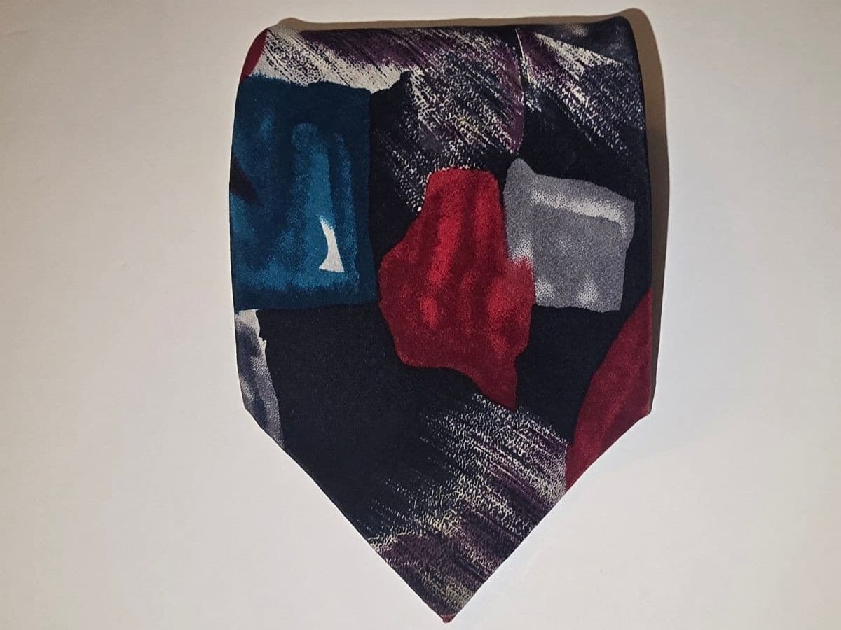Vintage 80s 90s Pierre Cardin All Silk Tie Geometric Abstract 4" Wide