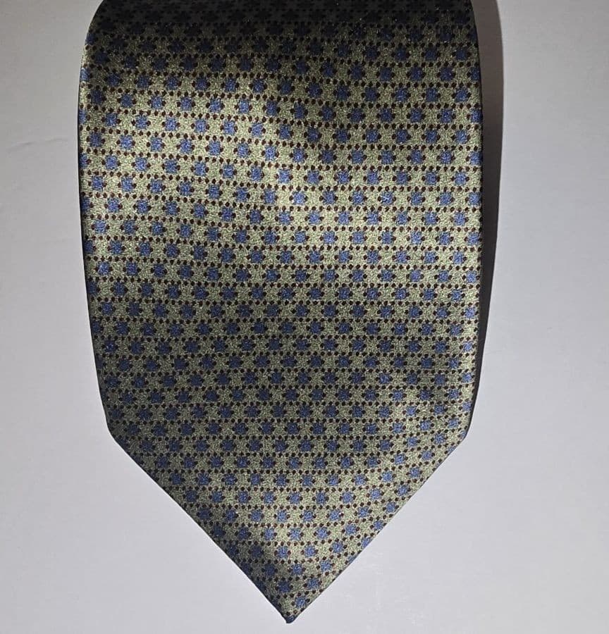 Stonehenge Vintage 100% Silk Geometric Medallion Men's Necktie - Green / Gold