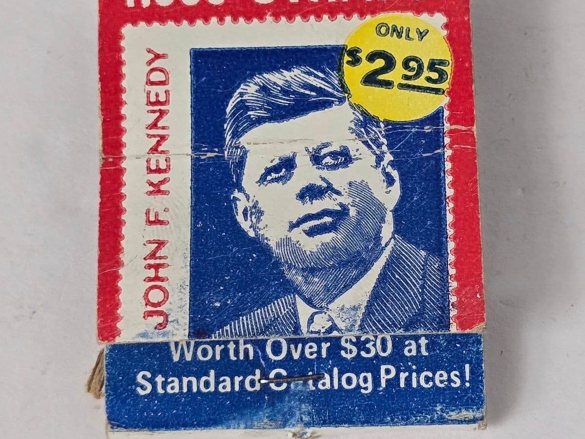 Vintage John F. Kennedy 1,000 Worldwide Stamps Matchbook