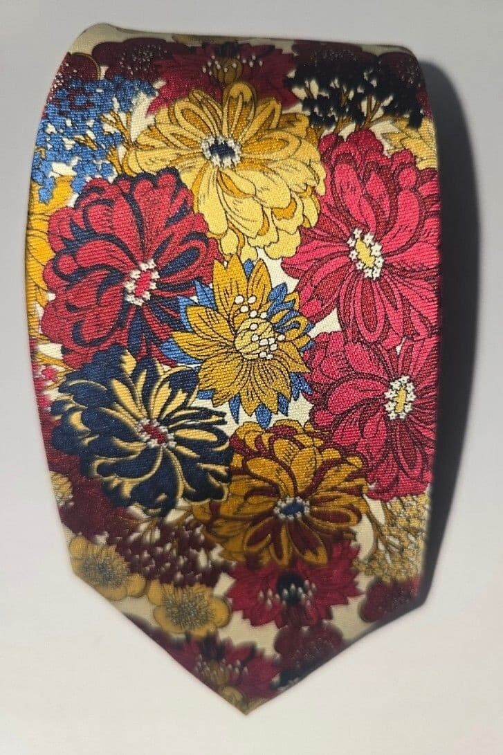 Vintage Liberty of London for Target Silk Floral Necktie Red Yellow Cottagecore