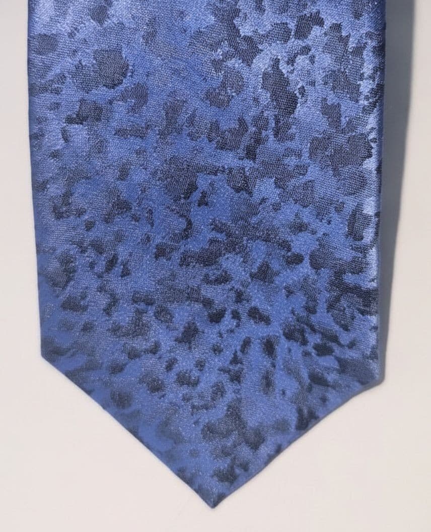 Vintage Calvin Klein Silk Tie Blue Black Textured Abstract Floral Mens Necktie